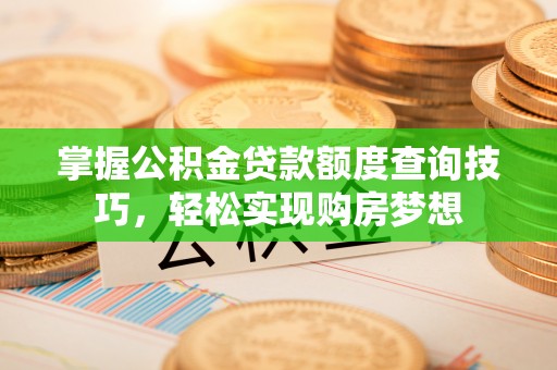 平阴掌握公积金贷款额度查询技巧，轻松实现购房梦想