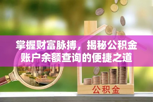 平阴掌握财富脉搏，揭秘公积金账户余额查询的便捷之道